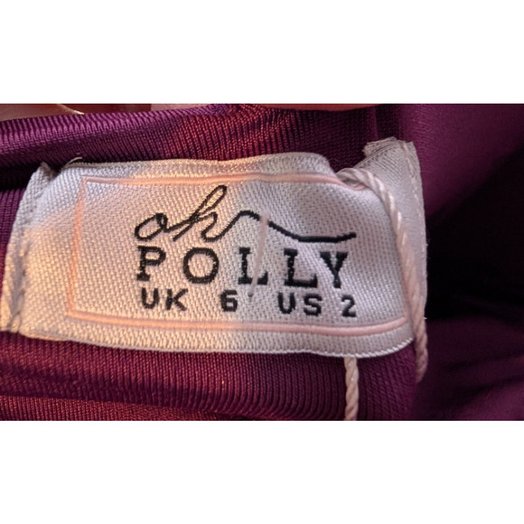 Oh Polly Pragma Long Sleeve Lace Up Ruched Bodycon Mini Dress Wine Purple Size 2 - Picture 8 of 10